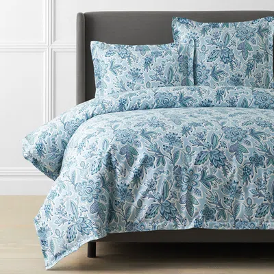 The Company Store Radha Reversible Premium Smooth Sateen Duvet Cover In Blue/green