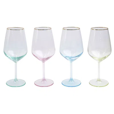 The Company Store Rainbow Assorted Wine Glasses, Set Of 4 In Blue/green/multi
