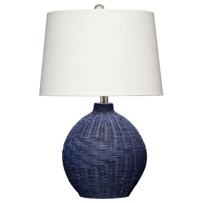 The Company Store Rattan Lamp In Indigo Blue