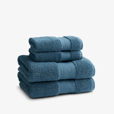 The Company Store Regal Egyptian Cotton 4-piece Bath & Hand Towel Set In Ocean Blue