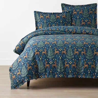 The Company Store Reindeer Classic Smooth Sateen Duvet Cover In Blue