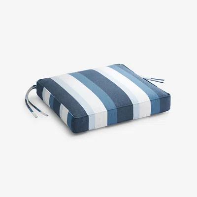 The Company Store Replacement Boxed Edge Chair Cushion In Blue/ivory