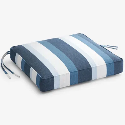 The Company Store Replacement Boxed Edge Chair Cushion In Blue/ivory