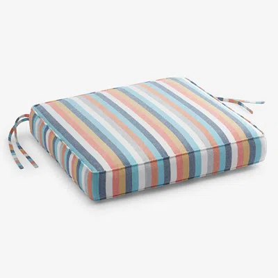 The Company Store Replacement Boxed Edge Chair Cushion In Blue/orange/coral