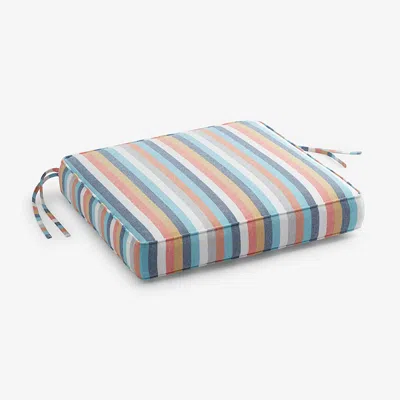 The Company Store Replacement Boxed Edge Chair Cushion In Blue/orange/coral