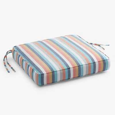 The Company Store Replacement Boxed Edge Chair Cushion In Blue/orange/coral