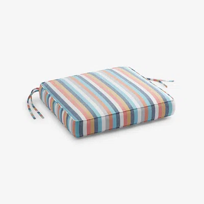 The Company Store Replacement Boxed Edge Chair Cushion In Blue/orange/coral