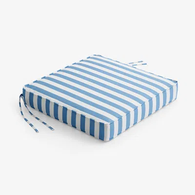 The Company Store Replacement Boxed Edge Chair Cushion In Blue/white