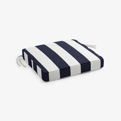 The Company Store Replacement Boxed Edge Chair Cushion In Blue/white