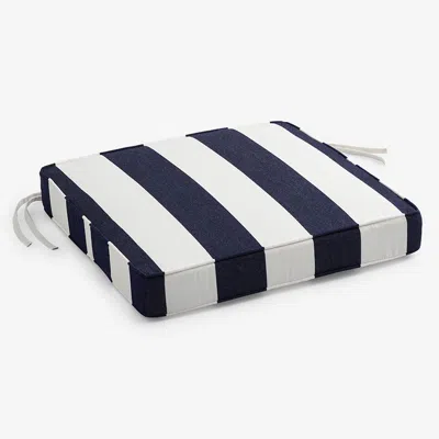 The Company Store Replacement Boxed Edge Chair Cushion In Blue/white