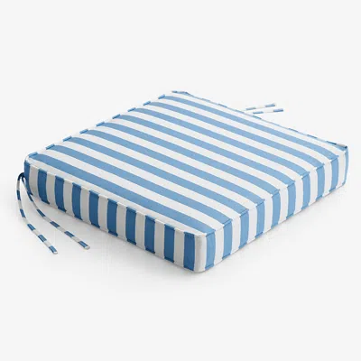 The Company Store Replacement Boxed Edge Chair Cushion In Blue/white