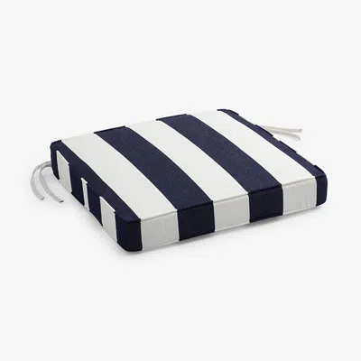 The Company Store Replacement Boxed Edge Chair Cushion In Blue/white