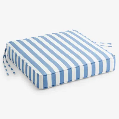 The Company Store Replacement Boxed Edge Chair Cushion In Blue/white