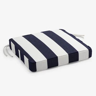 The Company Store Replacement Boxed Edge Chair Cushion In Blue/white