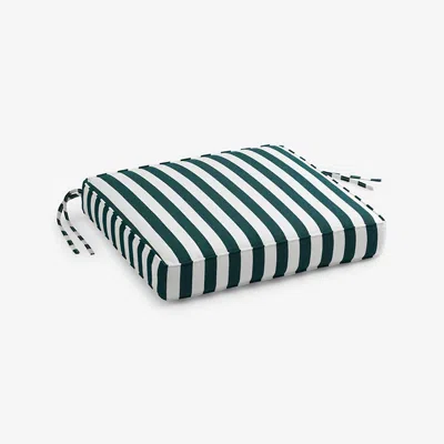 The Company Store Replacement Boxed Edge Chair Cushion In Green/white