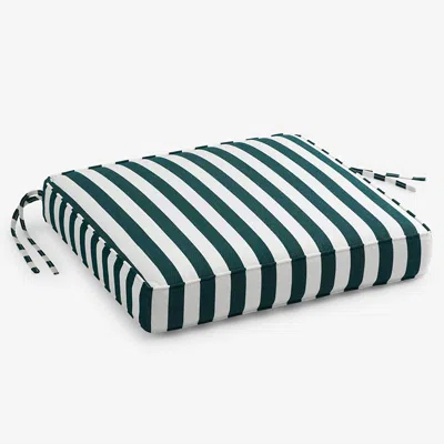 The Company Store Replacement Boxed Edge Chair Cushion In Green/white