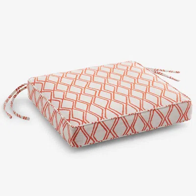 The Company Store Replacement Boxed Edge Chair Cushion In Ivory/orange/coral