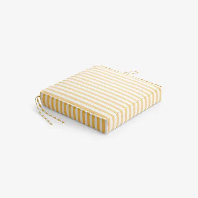 The Company Store Replacement Boxed Edge Chair Cushion In White/yellow