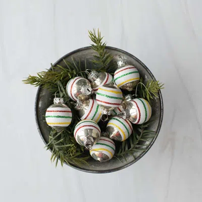 The Company Store Retro Striped Ornaments, Set Of 12 In Multi