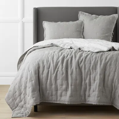The Company Store Reversible Premium Breathable Relaxed Linen Quilt In Gray/white
