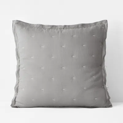 The Company Store Reversible Premium Breathable Relaxed Linen Quilted Sham In Gray/white