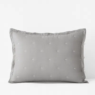 The Company Store Reversible Premium Breathable Relaxed Linen Quilted Sham In Gray/white