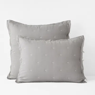 The Company Store Reversible Premium Breathable Relaxed Linen Quilted Sham In Gray/white