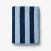 The Company Store Reversible Stripe Turkish Cotton Bath Towel In Blue