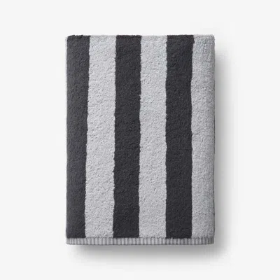 The Company Store Reversible Stripe Turkish Cotton Bath Towel In Gray