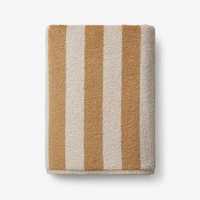 The Company Store Reversible Stripe Turkish Cotton Bath Towel In Yellow