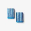The Company Store Rhythm Washcloths, Geometric, Pattern, Stripes Print, Set Of 2 In Blue