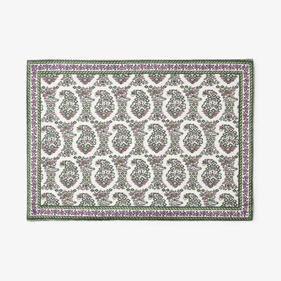 The Company Store Rose Stripe & Malti Placemats, Set Of 4 In Green/purple