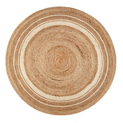 The Company Store Round Handwoven Braided Jute Rug In Beige/ivory