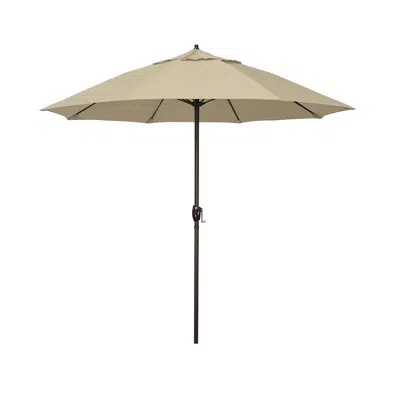 The Company Store Round Outdoor Patio Umbrella, Aluminum With Auto Tilt Crank In Antique Beige