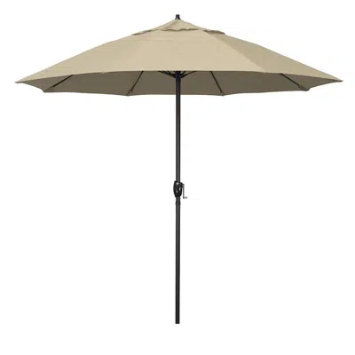 The Company Store Round Outdoor Patio Umbrella, Aluminum With Auto Tilt Crank In Antique Beige