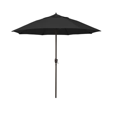 The Company Store Round Outdoor Patio Umbrella, Aluminum With Auto Tilt Crank In Black