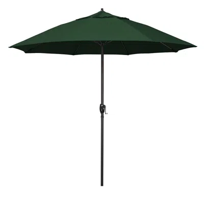 The Company Store Round Outdoor Patio Umbrella, Aluminum With Auto Tilt Crank In Forest Green