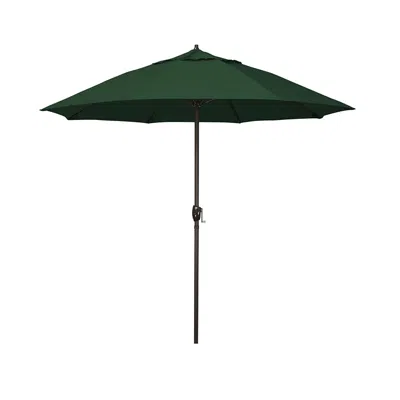 The Company Store Round Outdoor Patio Umbrella, Aluminum With Auto Tilt Crank In Forest Green