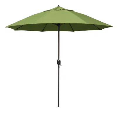 The Company Store Round Outdoor Patio Umbrella, Aluminum With Auto Tilt Crank In Green