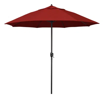 The Company Store Round Outdoor Patio Umbrella, Aluminum With Auto Tilt Crank In Jockey Red