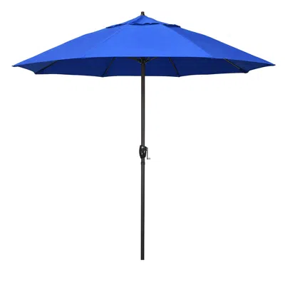 The Company Store Round Outdoor Patio Umbrella, Aluminum With Auto Tilt Crank In Pacific Blue