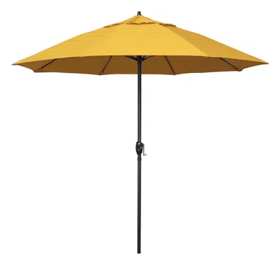 The Company Store Round Outdoor Patio Umbrella, Aluminum With Auto Tilt Crank In Yellow