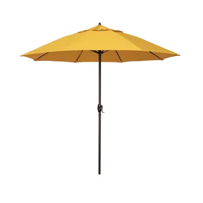 The Company Store Round Outdoor Patio Umbrella, Aluminum With Auto Tilt Crank In Yellow