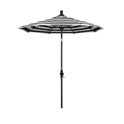 The Company Store Round Outdoor Patio Umbrella, Fiberglass With Twist Tilt In Black/white