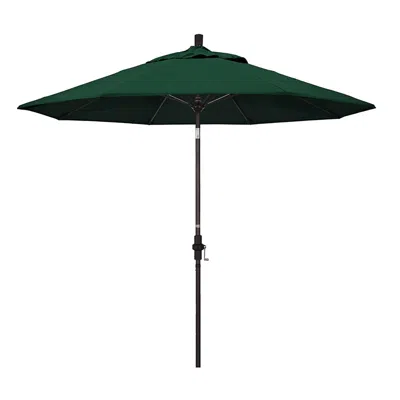 The Company Store Round Outdoor Patio Umbrella, Fiberglass With Twist Tilt In Forest Green