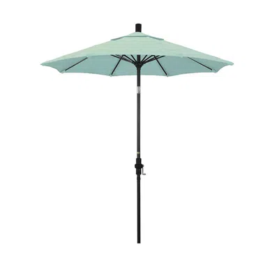 The Company Store Round Outdoor Patio Umbrella, Fiberglass With Twist Tilt In Teal/turquoise Blue
