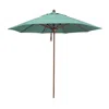 The Company Store Round Outdoor Patio Umbrella, Wood Finished Fiberglass With Pulley Lift In Teal/turquoise Blue