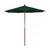 The Company Store Round Outdoor Patio Umbrella, Wood With Manual Lift In Forest Green