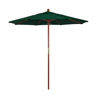 The Company Store Round Outdoor Patio Umbrella, Wood With Manual Lift In Forest Green