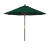The Company Store Round Outdoor Patio Umbrella, Wood With Manual Lift In Forest Green